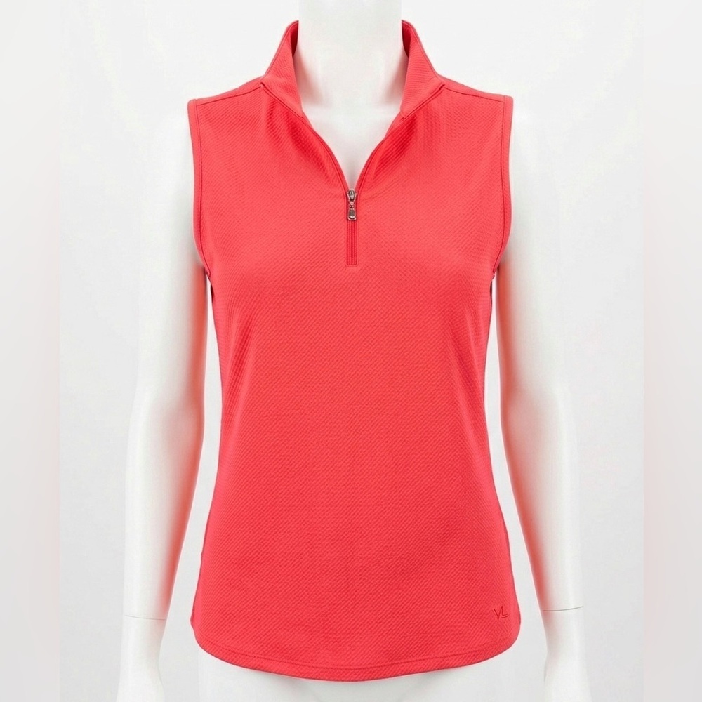 Maggie Lane Bright Deep Coral Quarter-Zip Golf / Active Top Size Medium